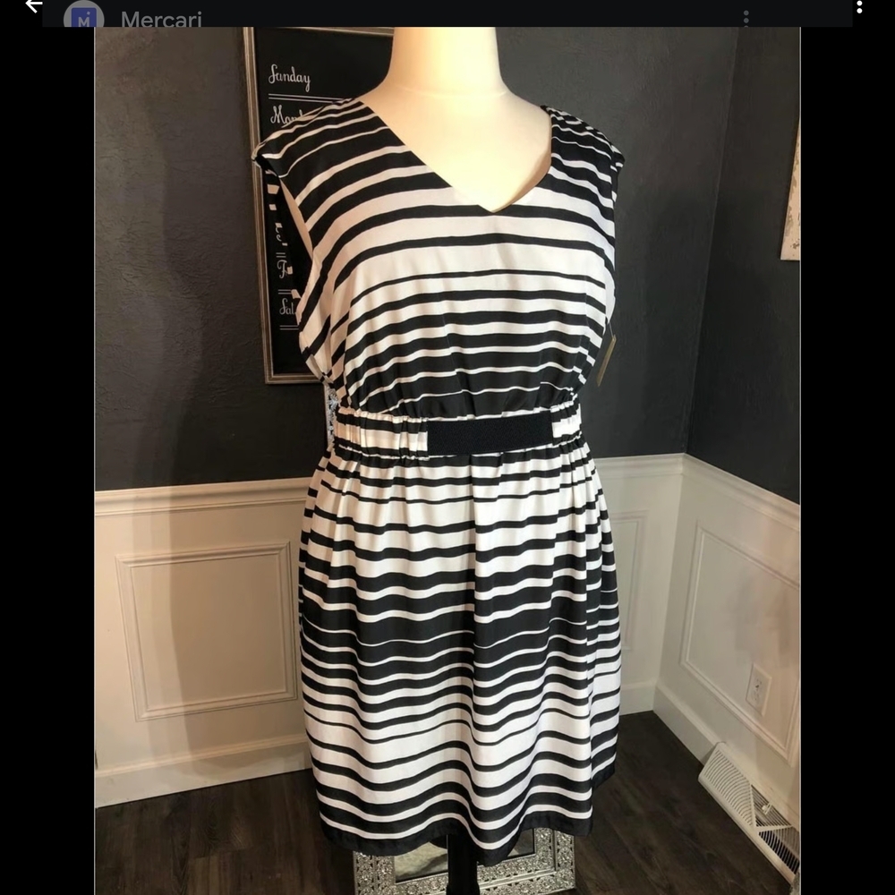 Lux Black and‎ White Dolman Sleeve Mini Sundress